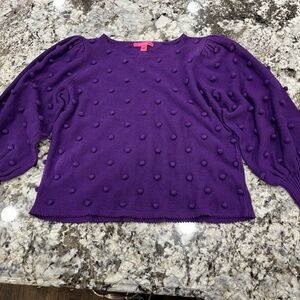Lilly Pulitzer purple sweater with puffy sleeves Sz XL